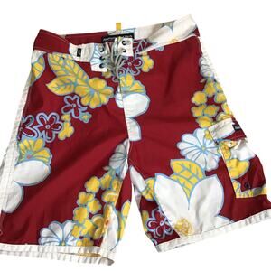 Abercrombie & Fitch  Vtg floral board shorts drawstring waist cargo pocket Sz.34